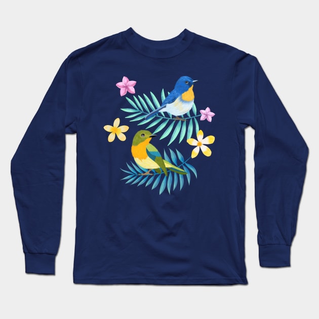 Tropical vibes and birds Long Sleeve T-Shirt by CalliLetters